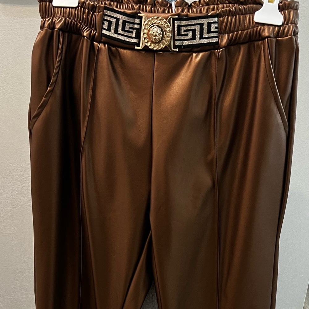 Brown Faux Leather Pants